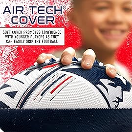Franklin Sports NFL New England Patriots Football - Youth Mini Football - 8.5 Junior Size Ball - SPACELACE Easy Grip Texture- Perfect for Kids