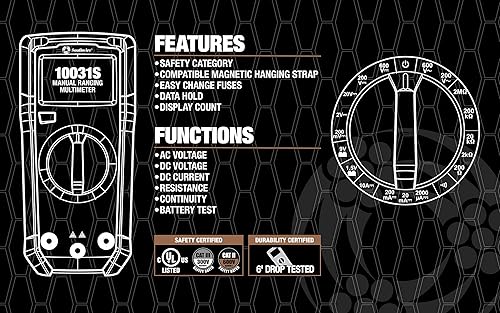 Miniatura 15 de Southwire 10037K Electrical Test Kit with Full-Function Multimeter; Non-Contact Voltage Detector; and Outlet Tester; Includes Test Leads and