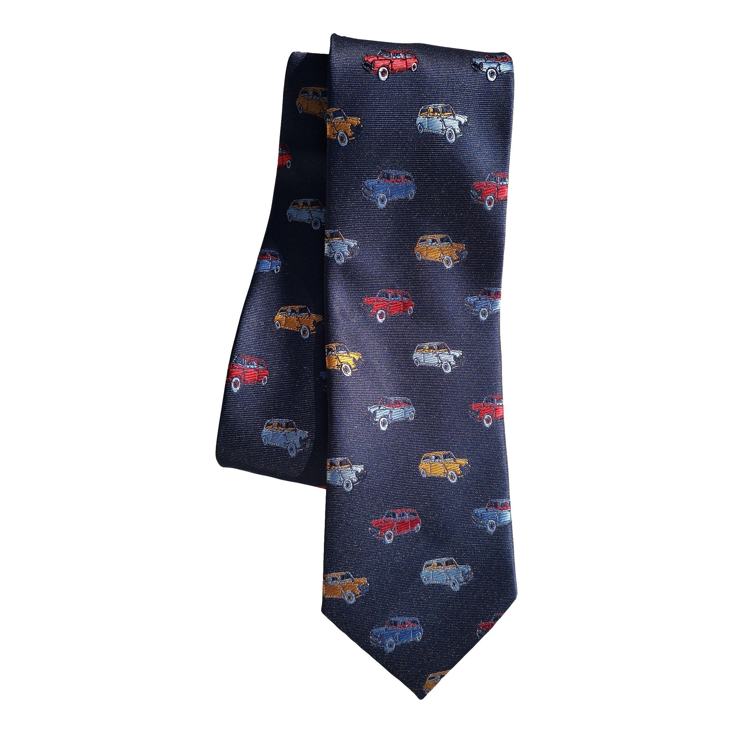 Tie Studio Multicoloured British Mini Cars Repeating 100% Microfiber Classic Tie