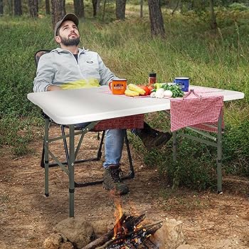 BQKOZFIN 4ft Foldable Indoor Outdoor Heavy Duty Table with