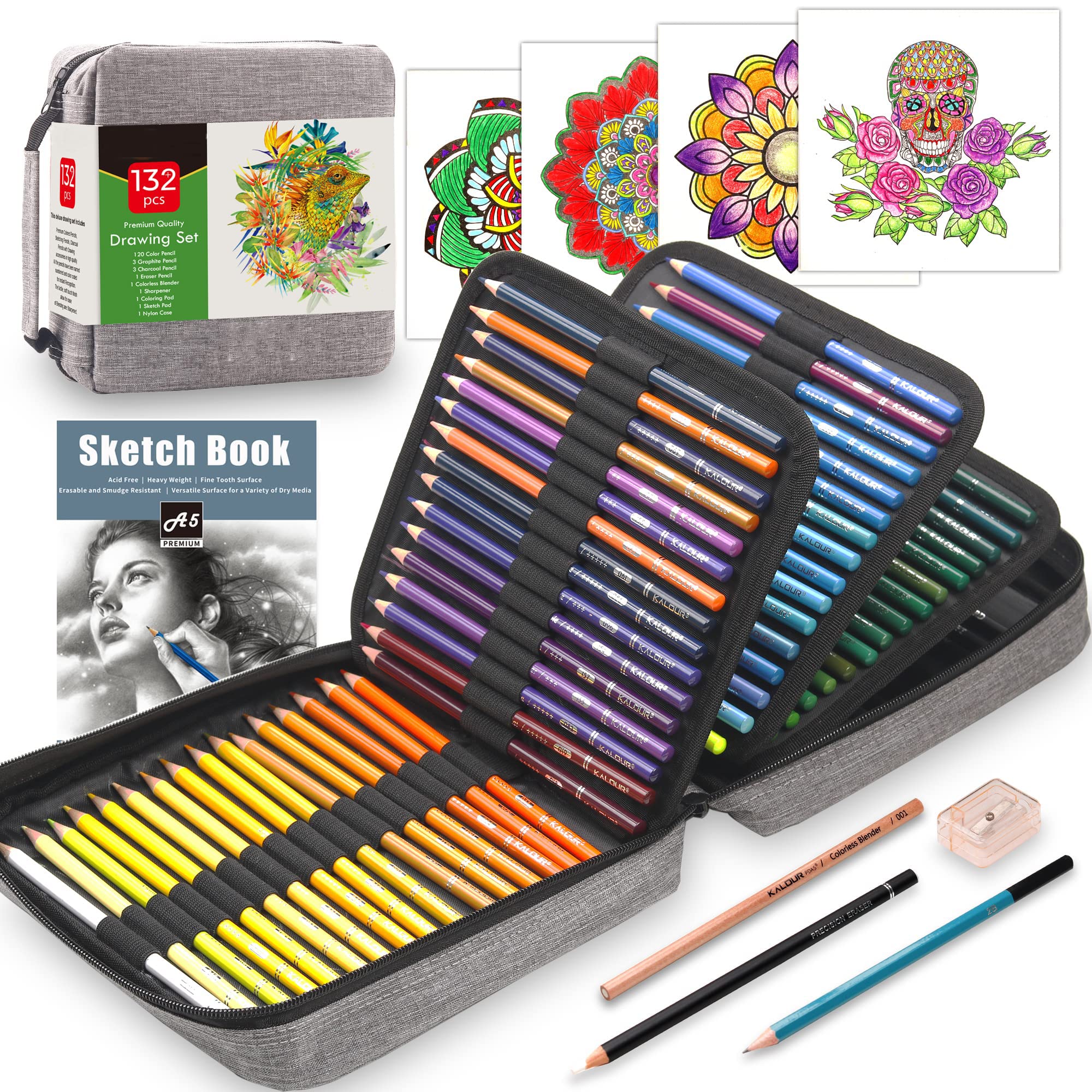 MAKINGTEC 132 Colored Pencils Set with Adult Coloring Book and