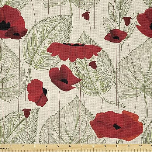 Miniatura 15 de Ambesonne The Yard, tela retro de The Yard, alegre patrón hipster antiguas cámaras de fotos analógicas, equipo de película estilo garabato, tela de