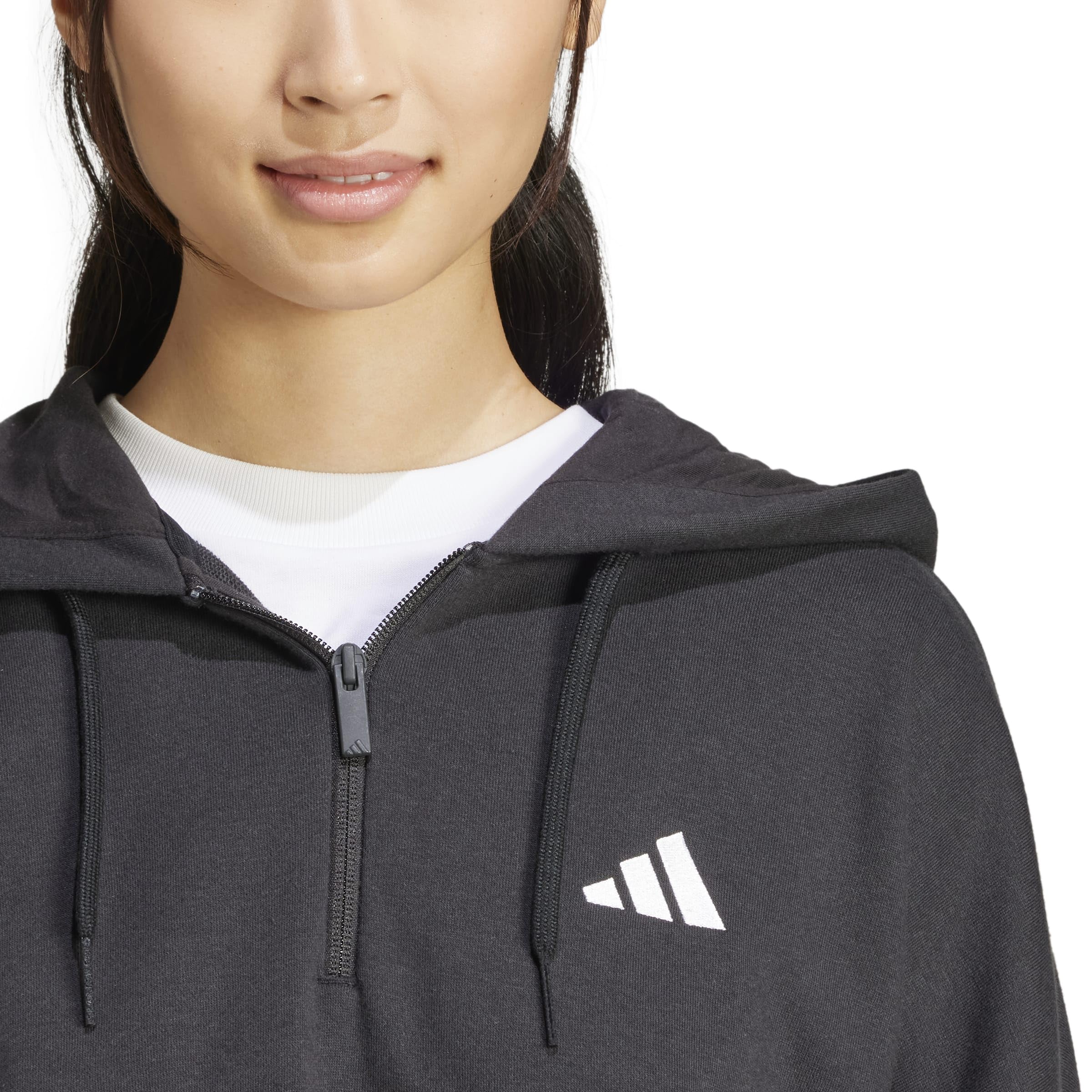 adidas Women's Sudadera con Capucha Essentials French Terry Quarter-Zip 3 Bandas