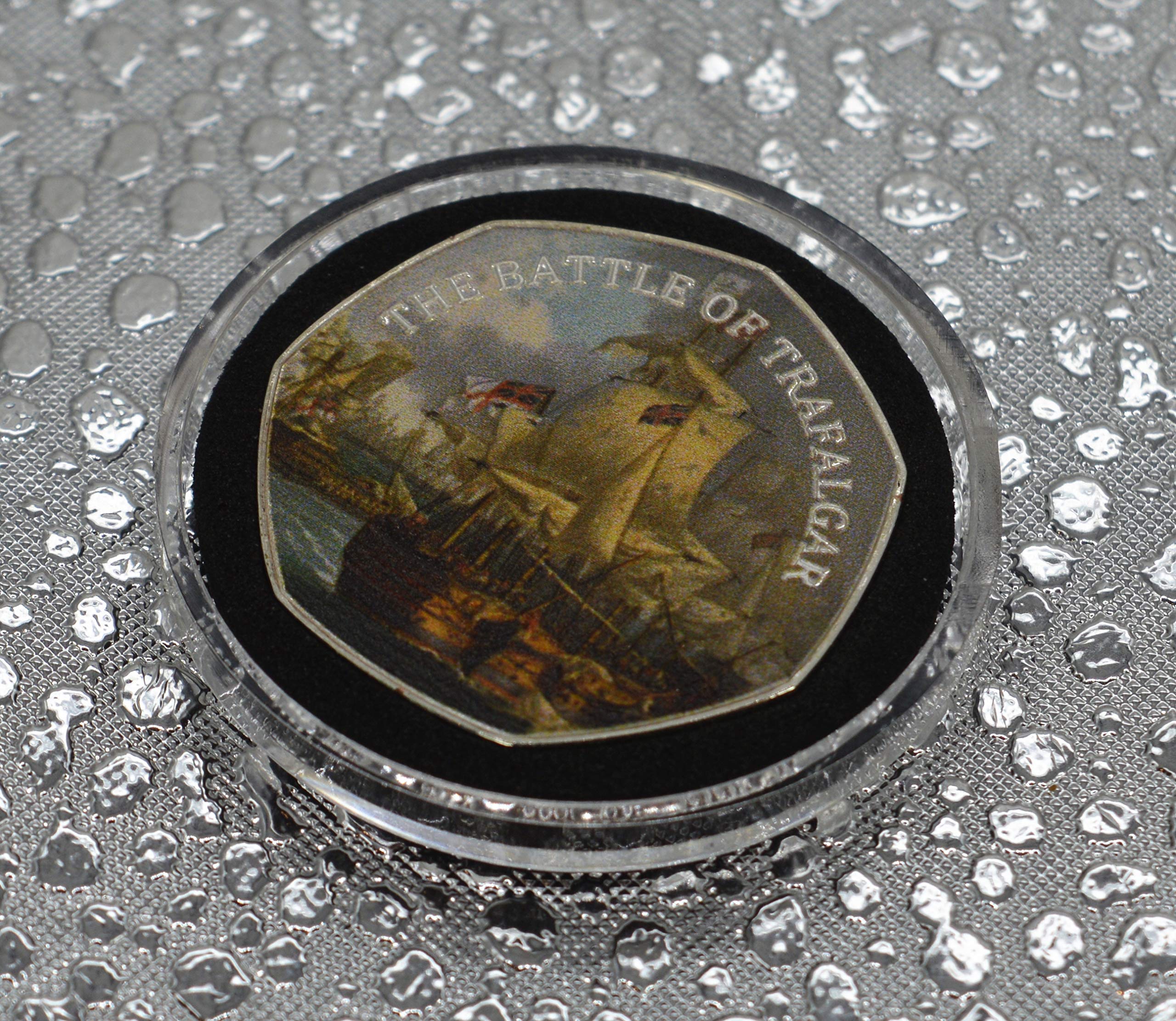 The Commemorative Coin Company VICE ADMIRAL HORATIO NELSON & THE BATTLE OF TRAFALGAR Full Colour Silver Commemorative in Capsule