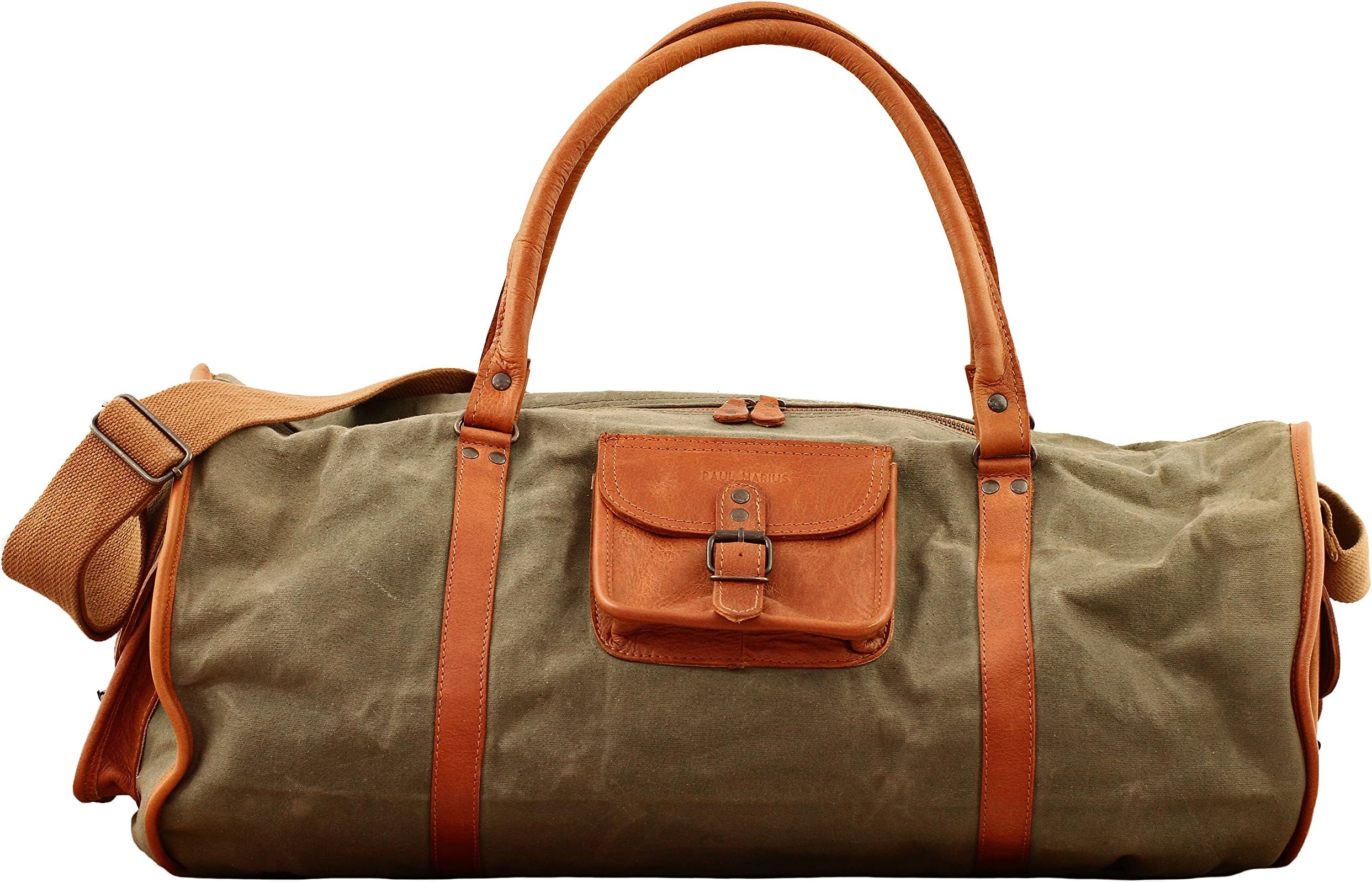 LE VOYAGEUR (XL) Kaki Vintage Canevas and Leather travel Bag PAUL MARIUS