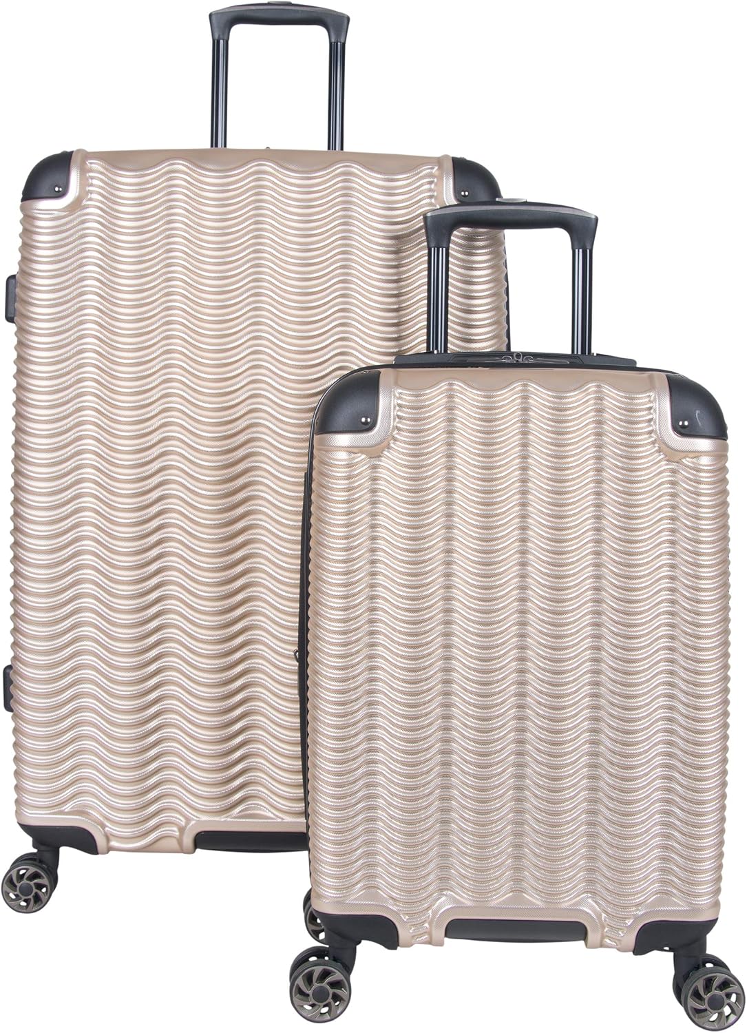 Kenneth Cole Reaction Wave Rush' 2-Piece 20"/28" Lightweight Hardside 8-Wheel Expandable Luggage Set, Champagne
