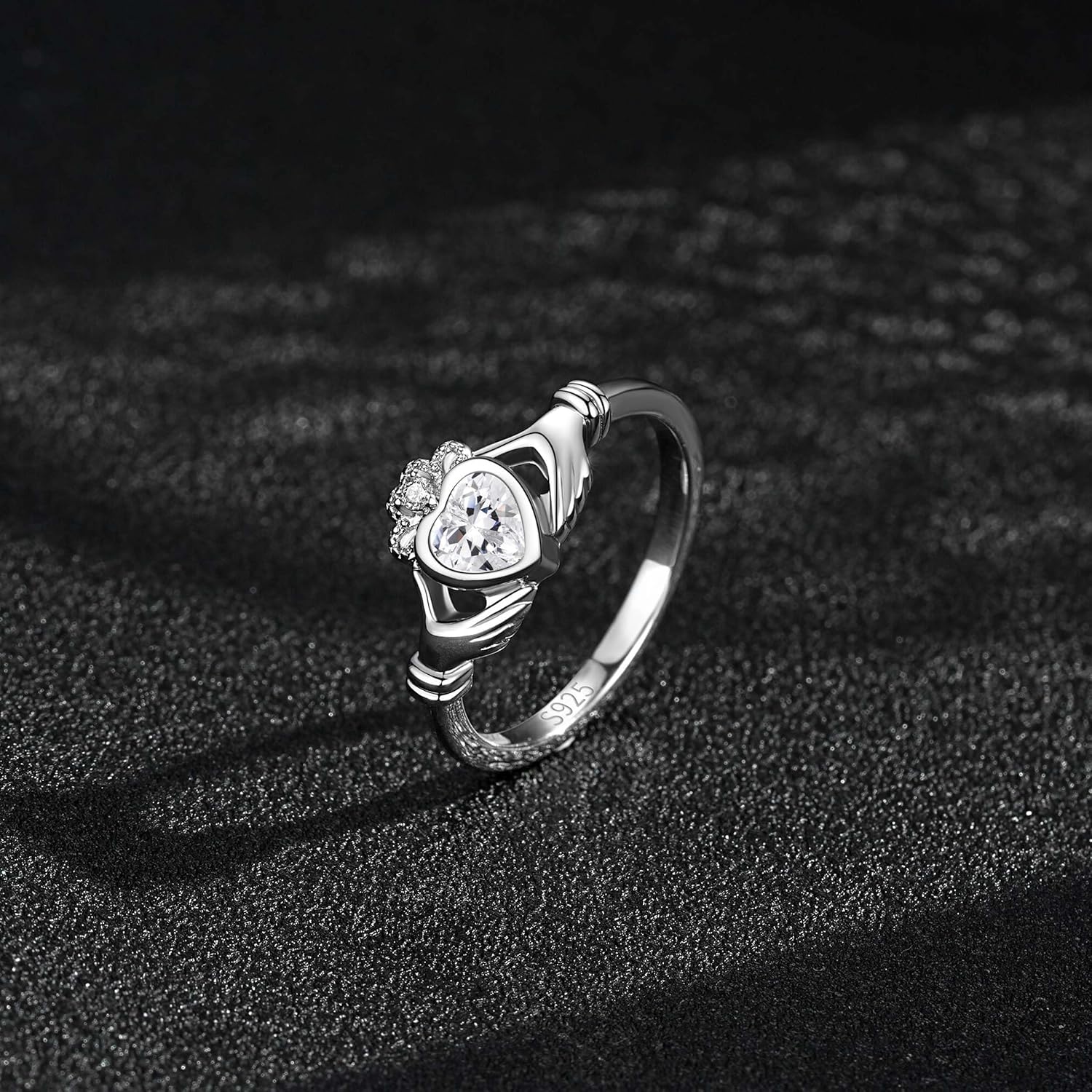 Claddagh Rings for Women: Sterling Silver Claddagh Irish Heart Ring Size 5-10 Stackable Crown Rings - Birthday Mother's Day Jewelry Gifts for Mother Daughter - Image 3