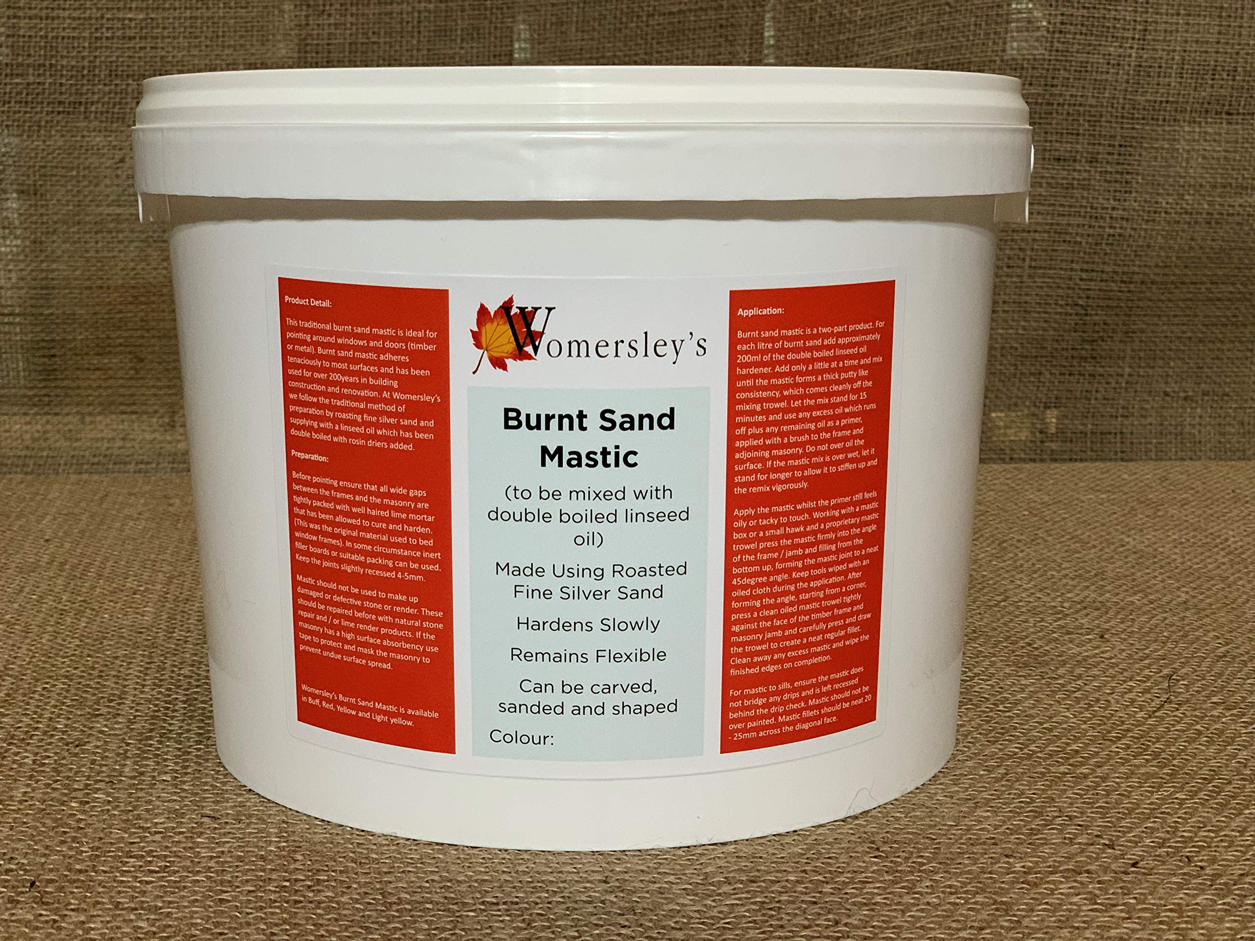Womersleys Burnt Sand Mastic 10 litres for Pointing Around New Windows and Doors (Buff)
