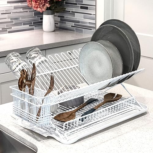 Miniatura 6 de Better Houseware - Escurridor de platos plegable grande que ahorra espacio para encimera de cocina, estantes versátiles de diseño plegable para
