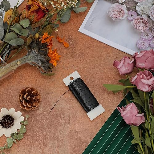 Miniatura 6 de Alambre floral de 38 yardas, 114 pies, alambre de paleta flexible de calibre 22 para coronas de manualidades, arreglos florales, envoltura de tallo