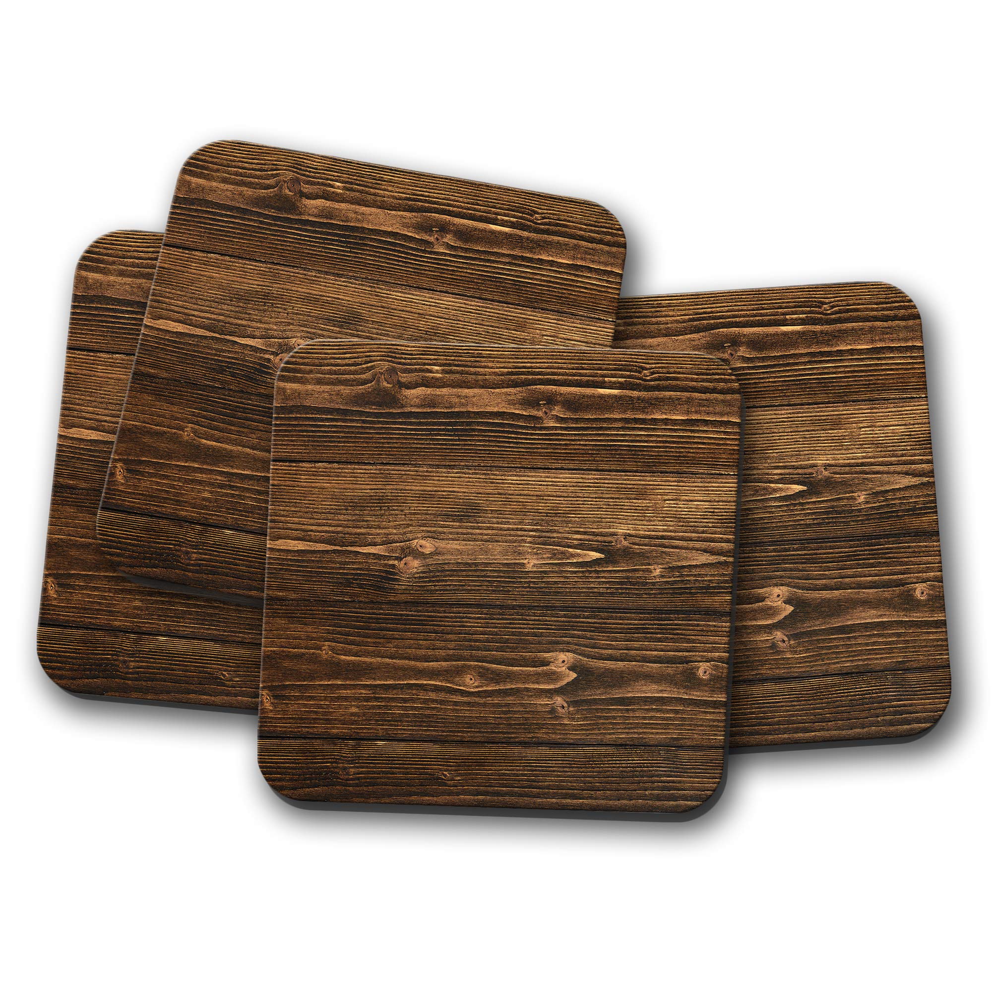 4 Set - Dark Wood Effect Coaster - Wooden Dad Funny Tree Uncle #13186 โ image 1