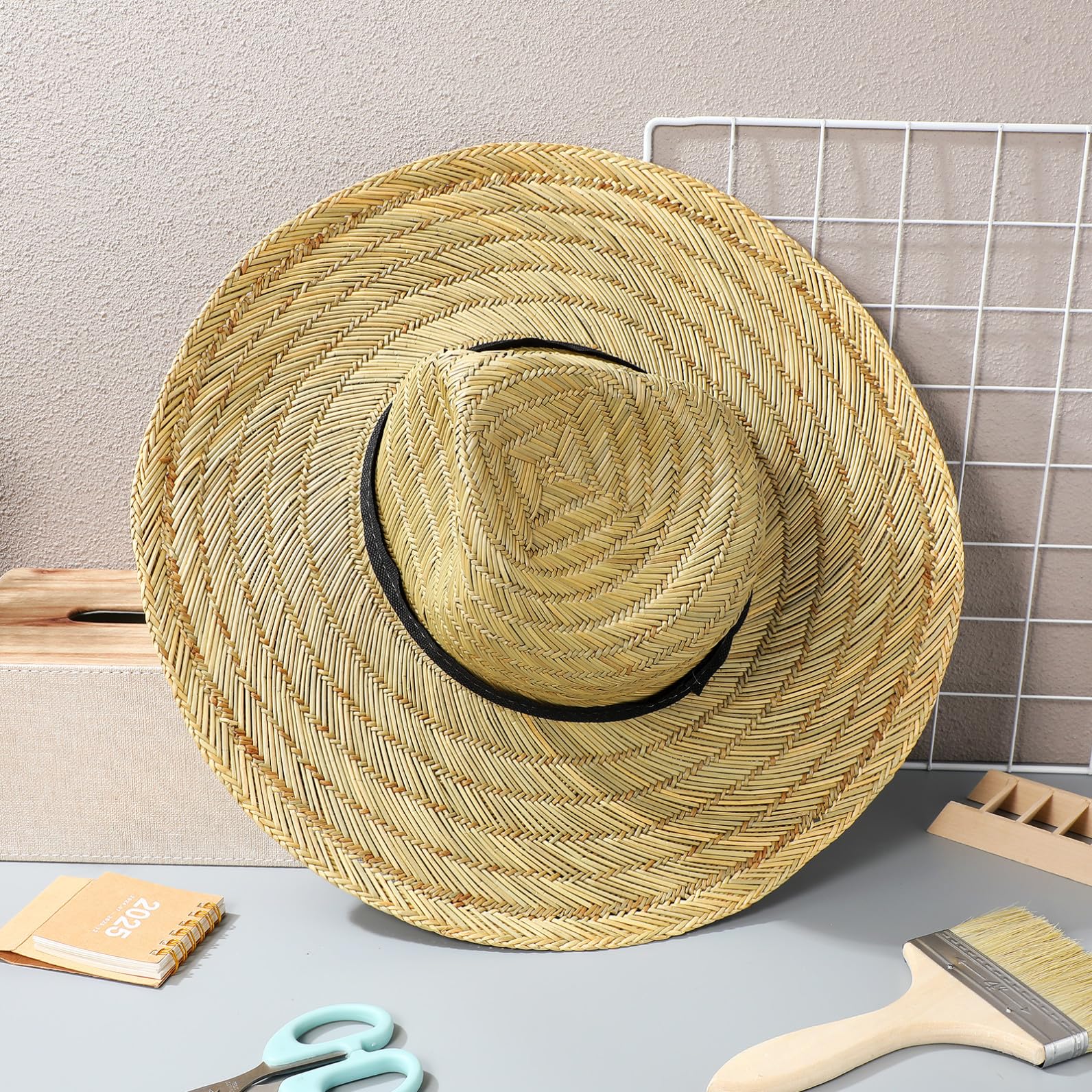 Cappello da Spiaggia Estivo da Uomo in Paglia a Larga Protezione UV, Cappello Parasole Casual Leggero e Traspirante, per Vacanze, Escursioni e attività all’Aperto