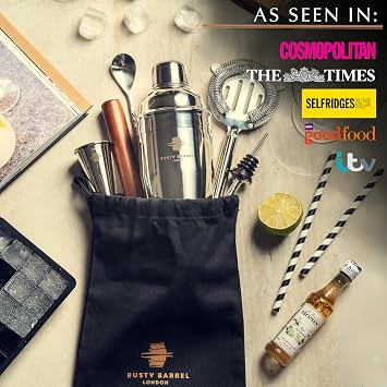 Cocktail Making Kit - Beautifully Presented Cocktail Shaker Set - Premium Cocktail Set with Cocktail Shaker and Bar Accessories for Home Pub - Cocktail Gift Set in a Beautiful Gift Box