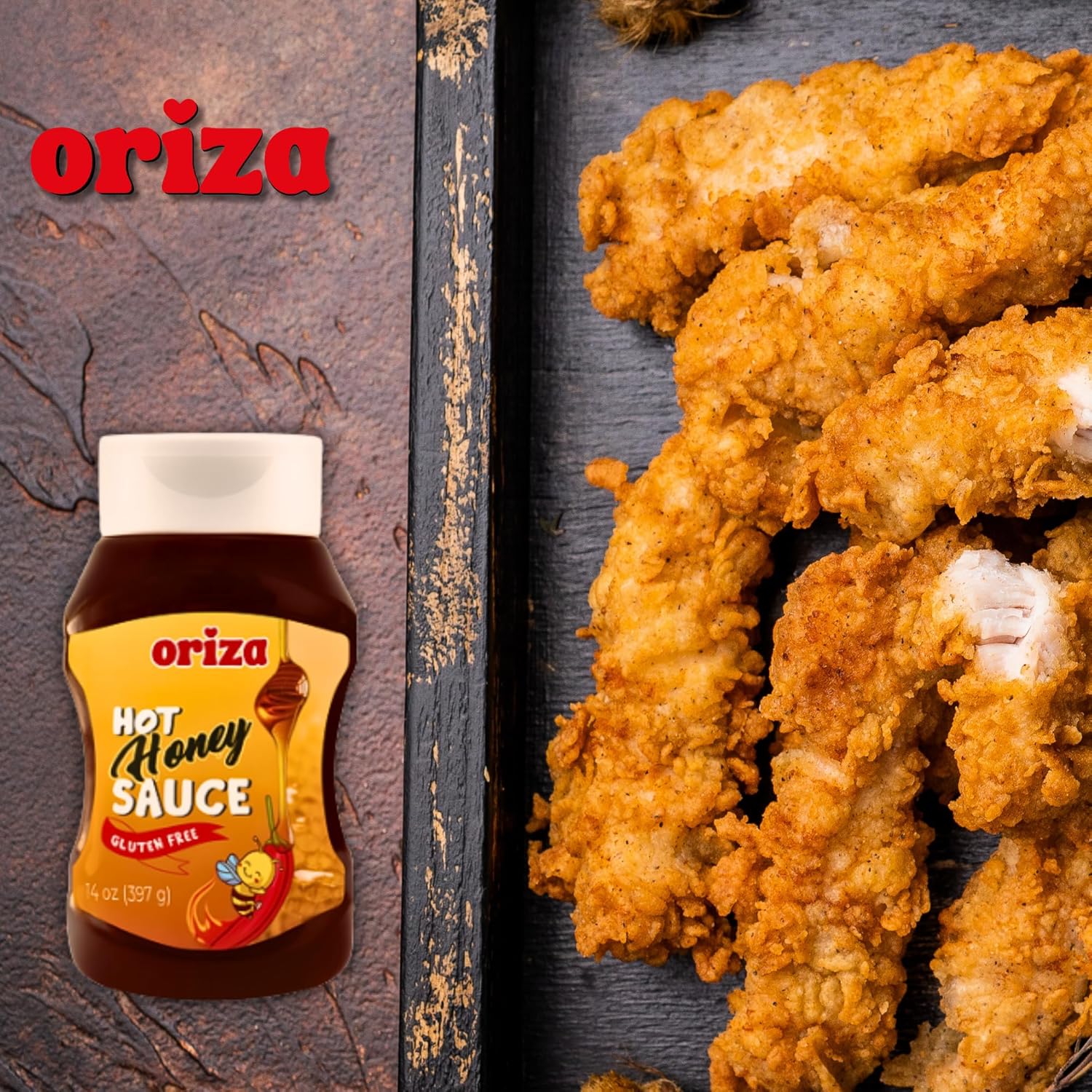 Oriza Hot Honey Sauce 14oz (Pack of 12) – Bulk Sweet and Spicy Chili Honey for Restaurants, Kitchens, and Food Service