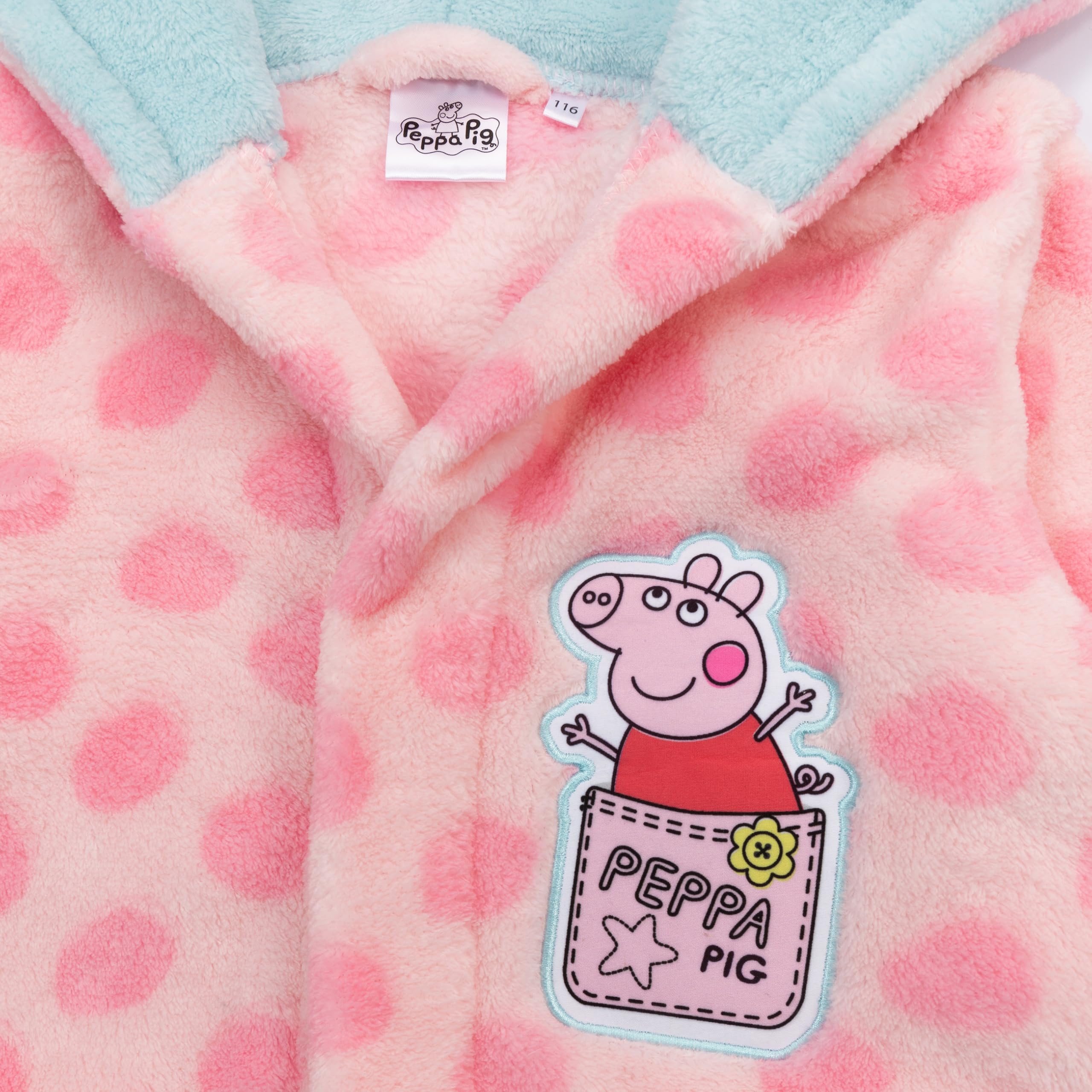 Peppa Pig Mädchen Bademantel Peppa Wutz Morgenmantel Fleece Hausmantel