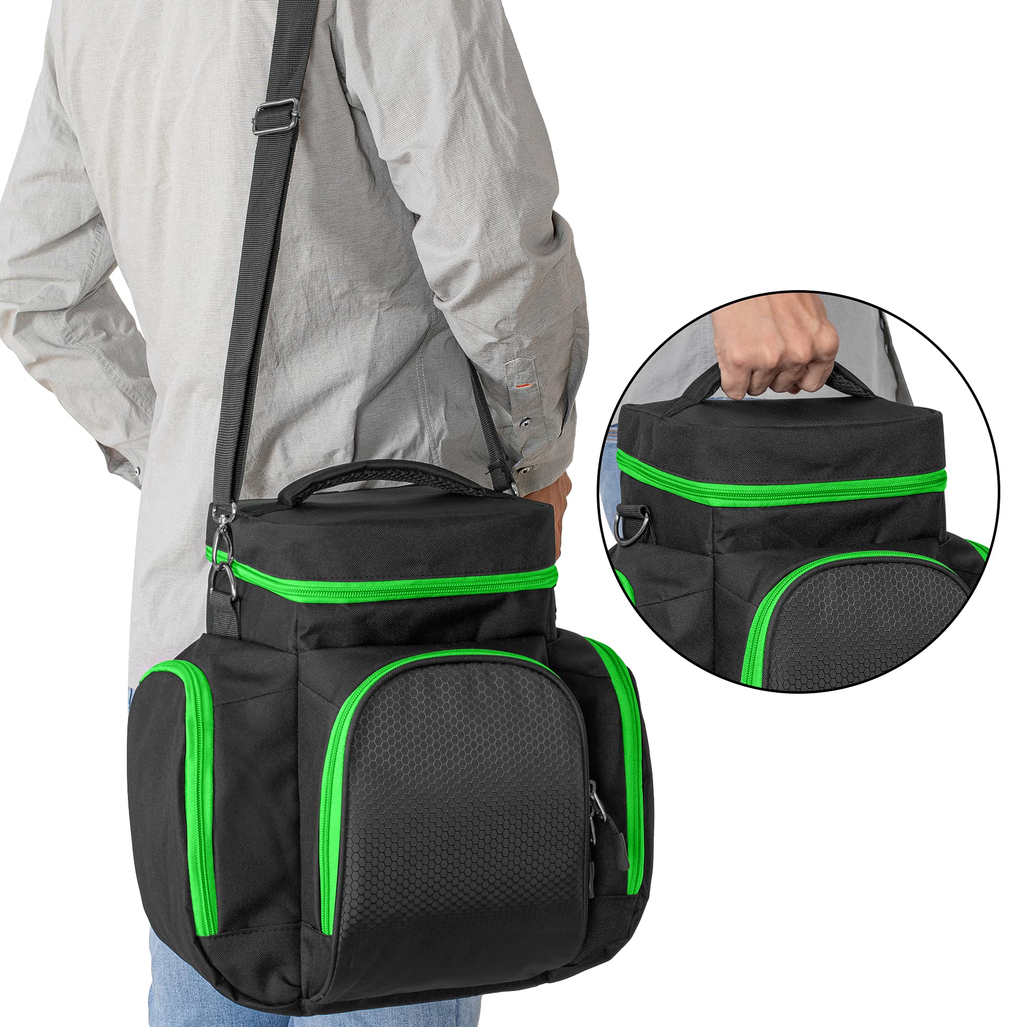 Trunab Console Carrying Case Compatible with Xbox Series X, Travel Bag with Multiple Storage Pockets for Xbox Controllers, Headset, Games, Cables, Portable Hard Disk and Other Accessories, Green