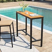 43" Outdoor Bar Height Table, Modern Patio Bar Table Outdoor High Top Table with Waterproof Top for Balcony Yard Garden Deck PoolsideBrown