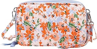 Brentano Cotton quilted double-zipper crossbody wallet purse and clutch (GERBERA DAISY)