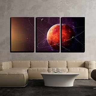 wall26 - 3 Piece Canvas Wall Art - The Mars Shot from Space Showing All They Beauty - Modern Home Art Stretched and Framed Ready to Hang - 16"x24"x3 Panels