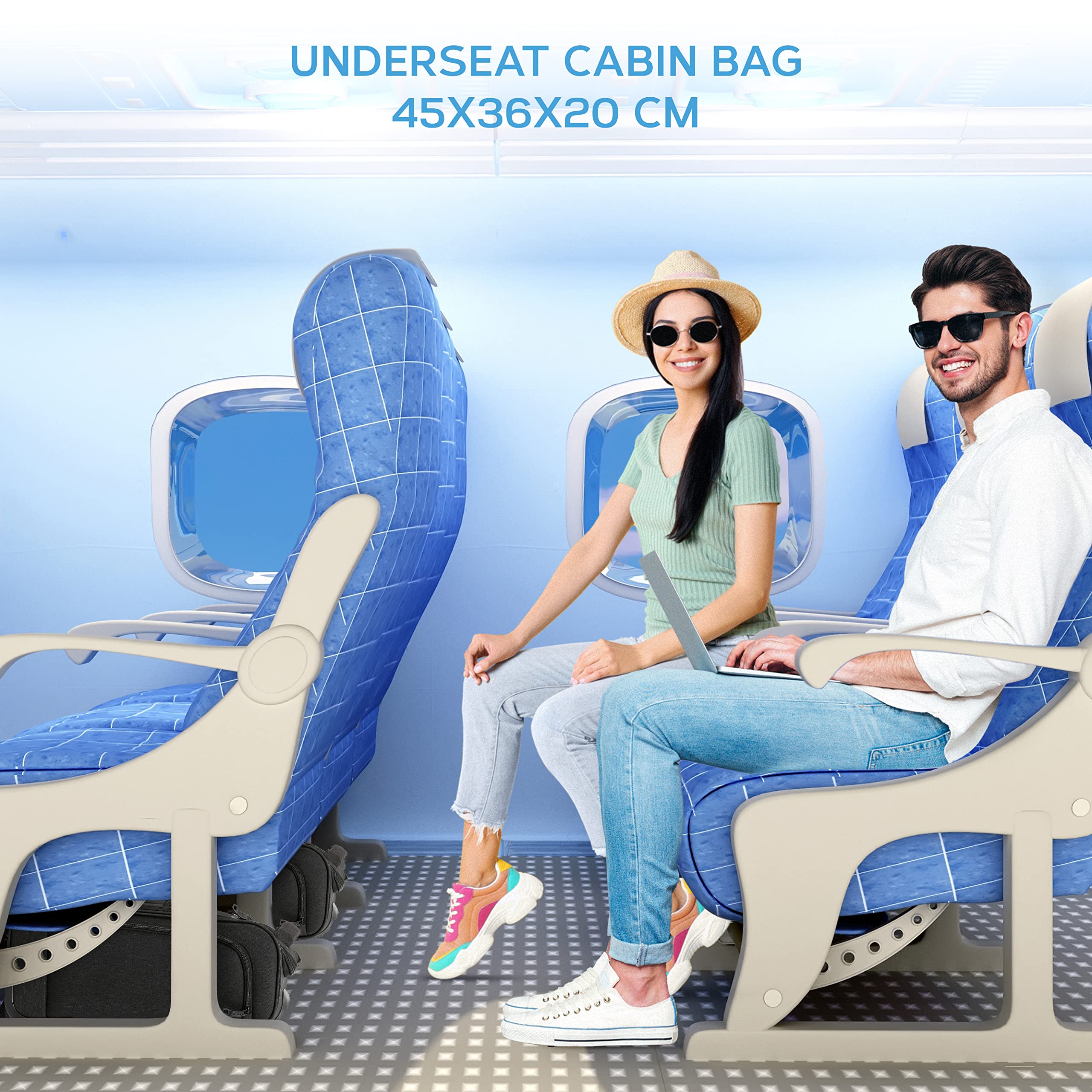 Flight Knight 45x36x20cm easyJet Underseat Carry On Non Priority Approved Hand Luggage Case - 2 Wheels - Ultra Lightweight Durable Soft Case Textile Cabin Suitcase