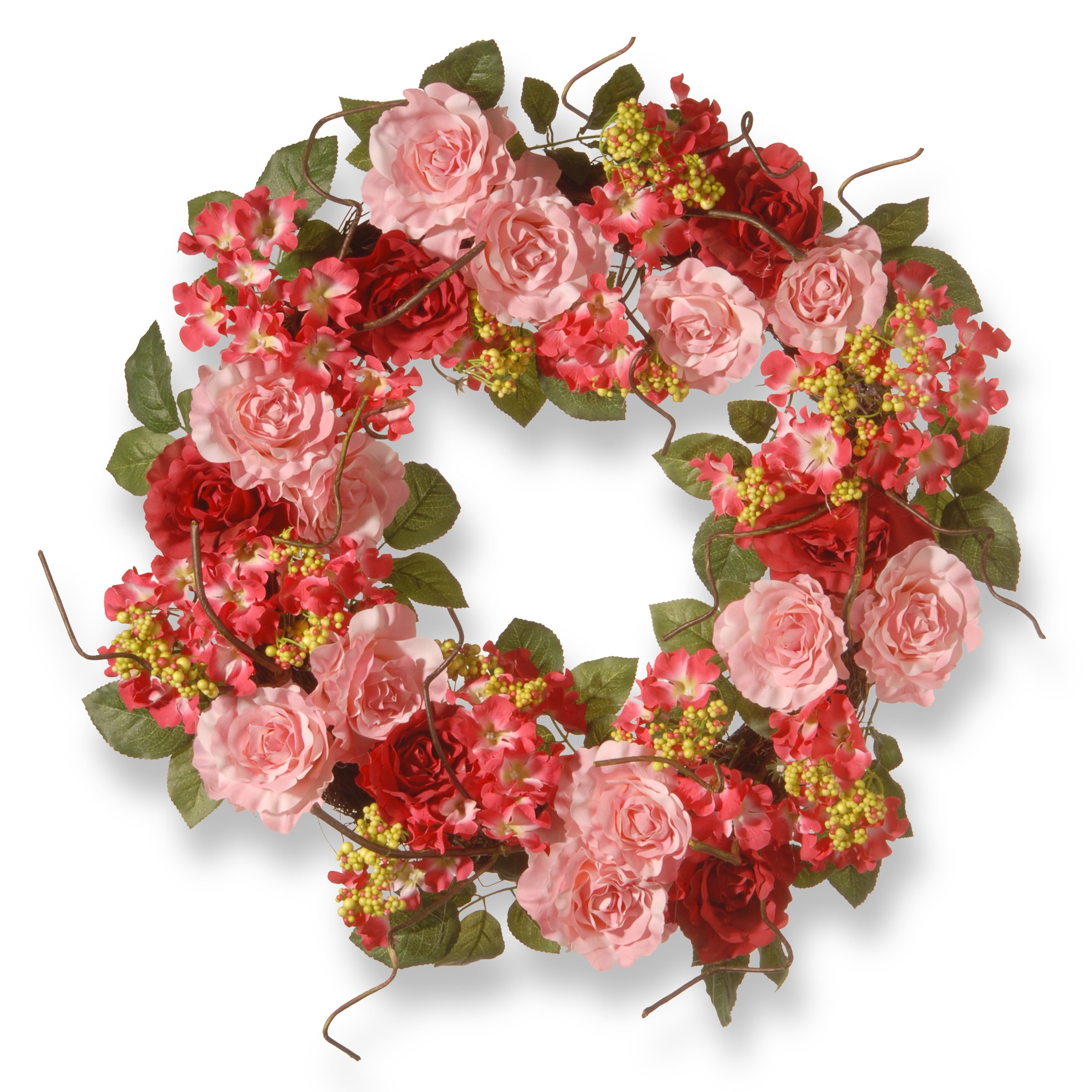 60cm Pink Rose Wreath
