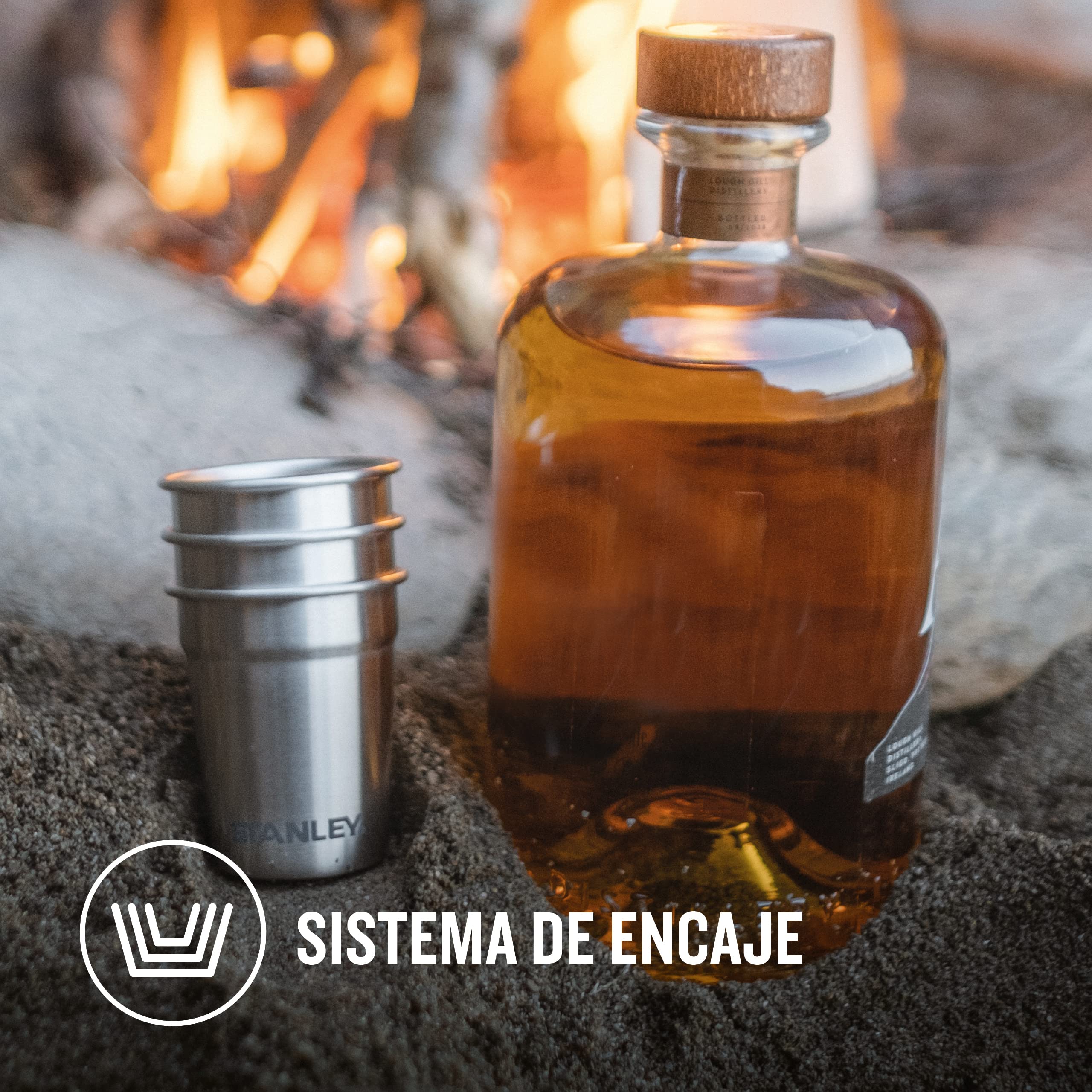 Stanley 1913 Adventure Pre-Party Vasos de Chupito + Petaca Set Hammertone Green - Acero Inoxidable Sin BPA - Petaca de Acero Inoxidable - Set de regalo - Apto Para Lavavajillas