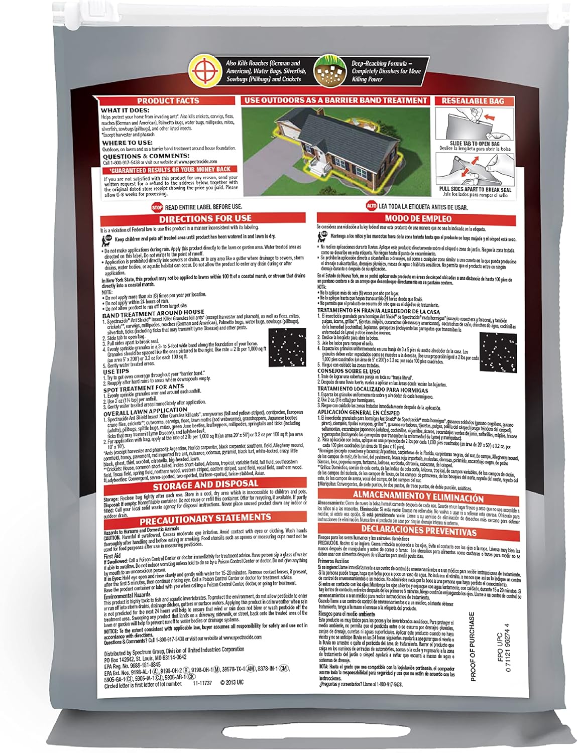 Spectracide Ant Shield Insect Killer Granules 3 Pounds, Convenient Shaker Bag, 4 Pack