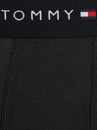 Tommy Hilfiger Men's Boxer Shorts Trunks with Logo Waistband Black (Black/Black) L Pack of 3
