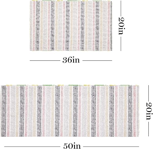 Miniatura 3 de Martha Stewart Stella Ticking Stripe - Tapete de cocina antideslizante, color grisamarillo, 20 x 50 pulgadas