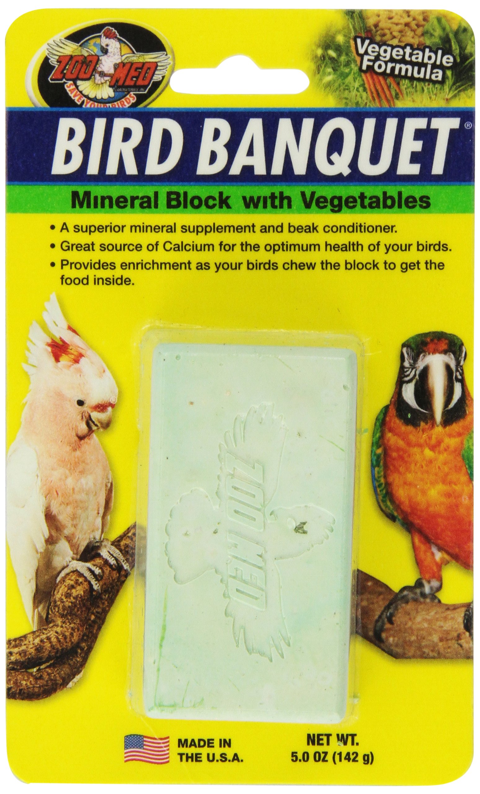 Zoo Med Mineral Block With Vegetables Bird Banquet, 5-Ounce