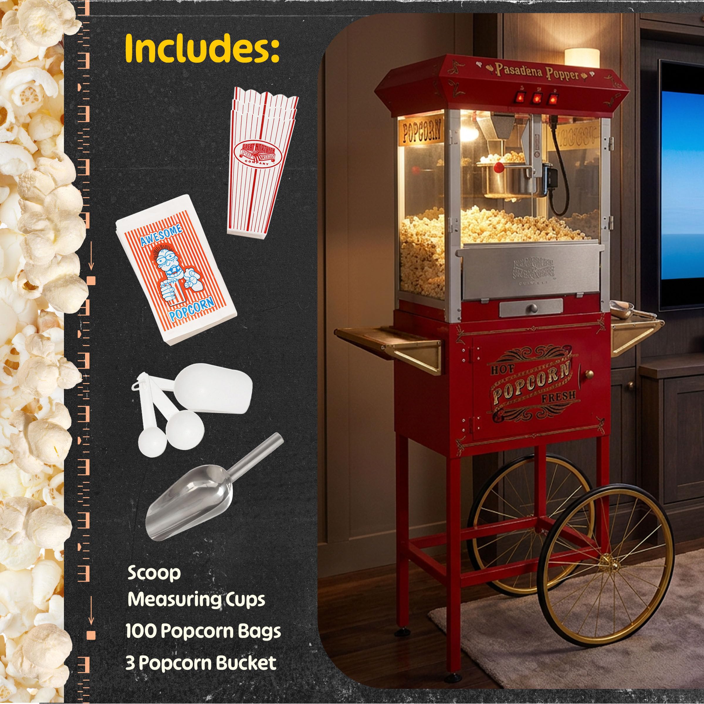 Amazon.co.jp: Great Northern Popcorn Pasadena ポップコーンマシン