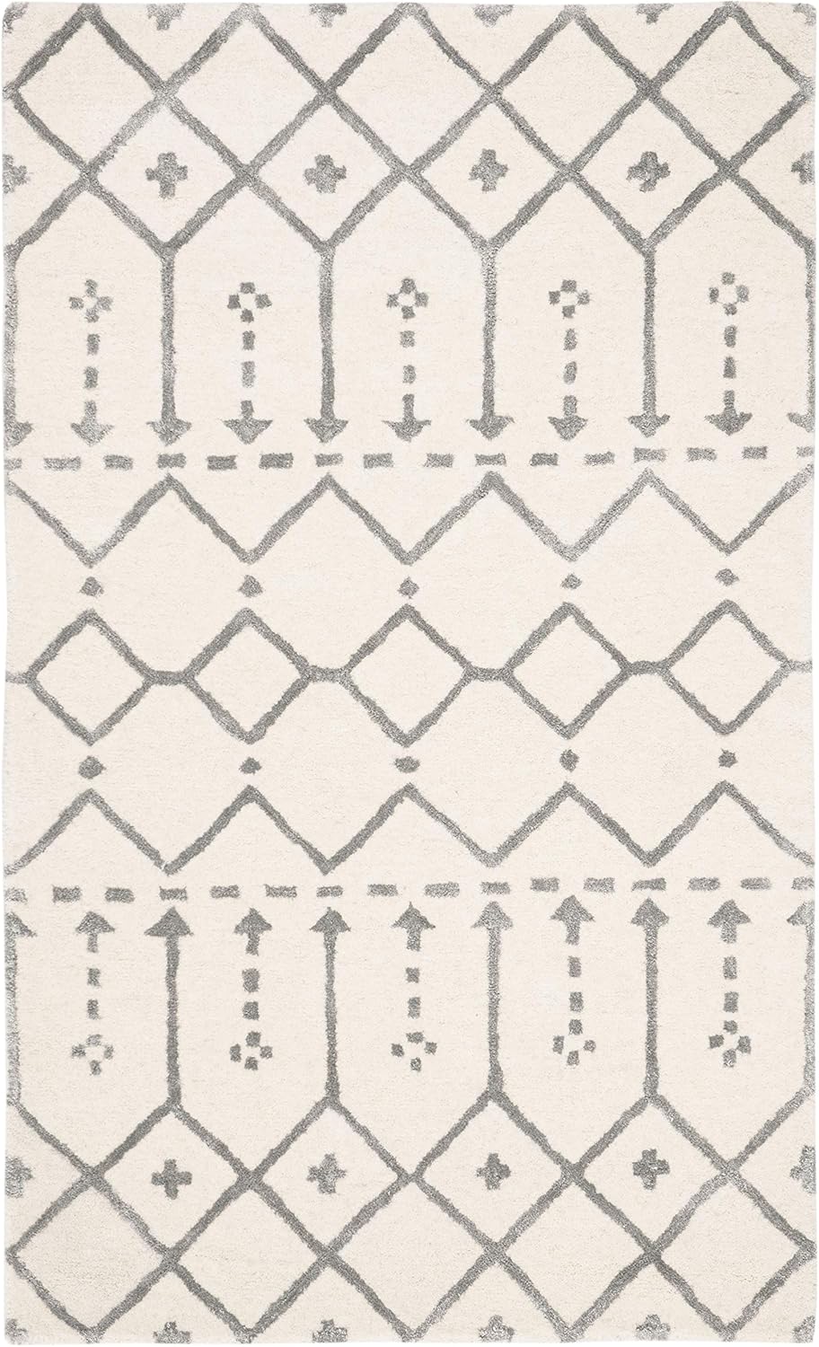 Ivory and Grey 3' x 5' Hand Tufted Wool Area Rug