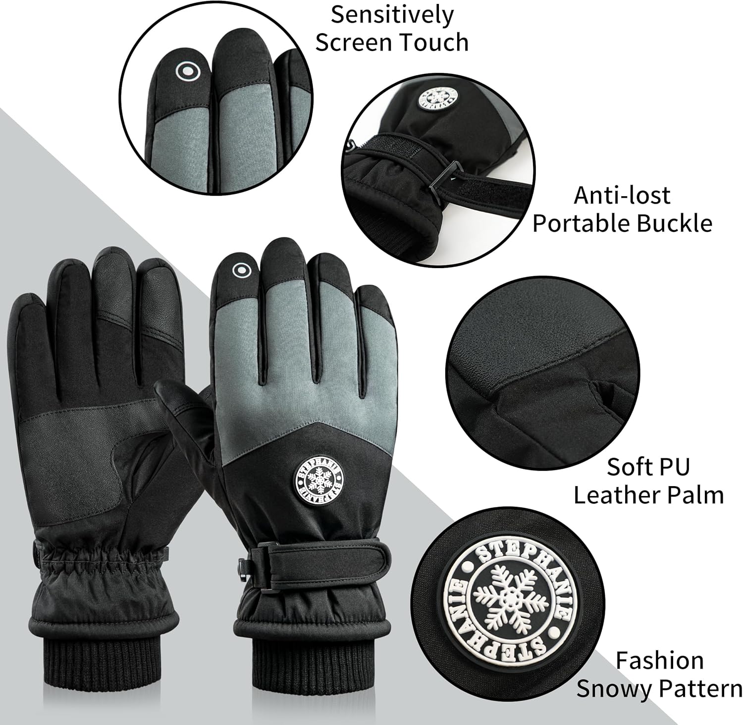DOFOWORK Ski Gloves - Winter Gloves Waterproof Breathable Snowboard Gloves for Cold Weather, Snow Gloves for Men/Women