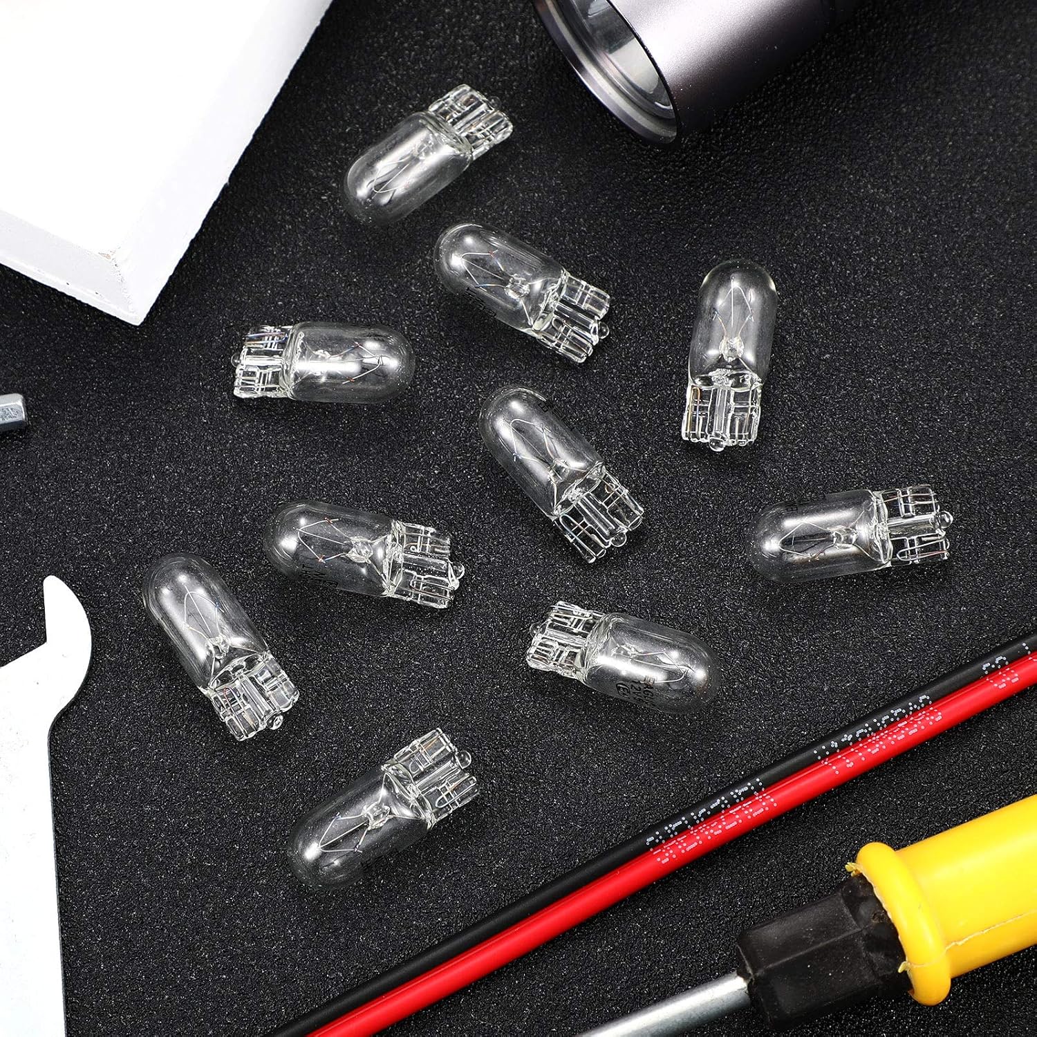 Honoson 1/4 Wedge Base 12V 5W Bulb Clear Krypton Light Bulb for Landscape, RV and Cabinet Lighting(Warm White Light,10 Pieces)