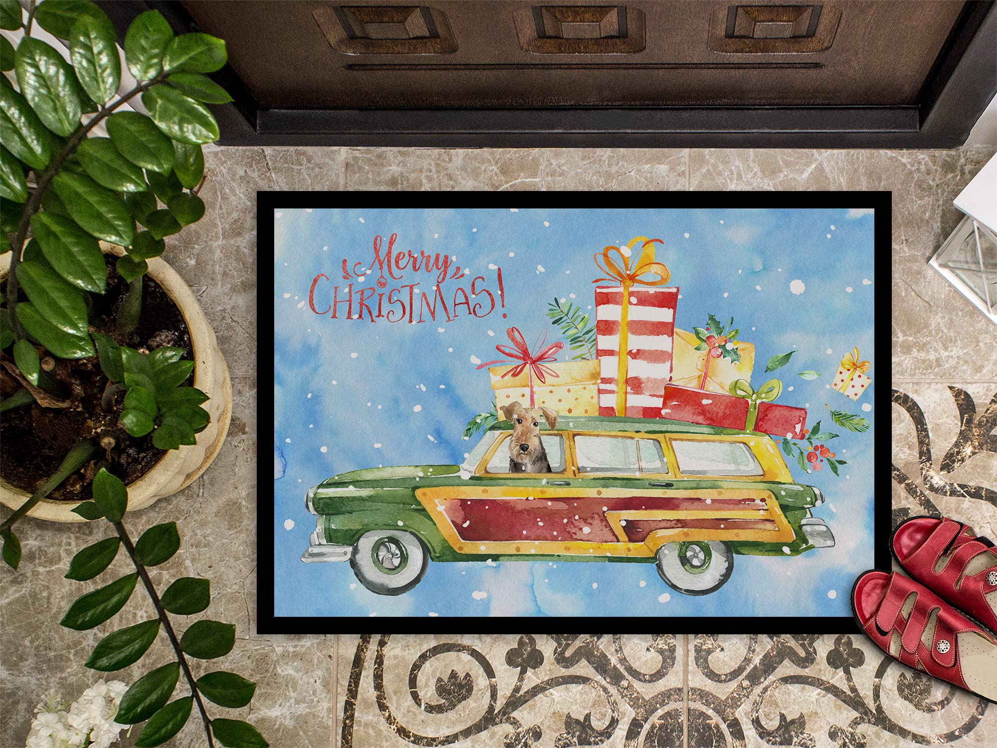 Caroline's Treasures Zerbino con scritta Merry Christmas Welsh Terrier, multicolore, 18 x 27 cm
