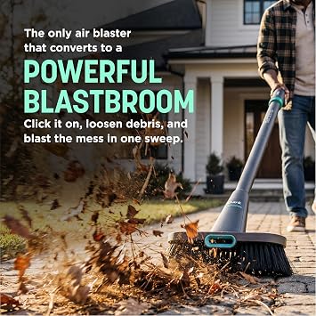 NEW Shark BlastBoss All-in-One Air Blasting System with BlastBroom, Precision Nozzle, Extension Wand, Indoor/Outdoor Cleaning, 0-190 MPH, Cordless Handheld Blower, Rechargeable, Dove, AB2111GY
