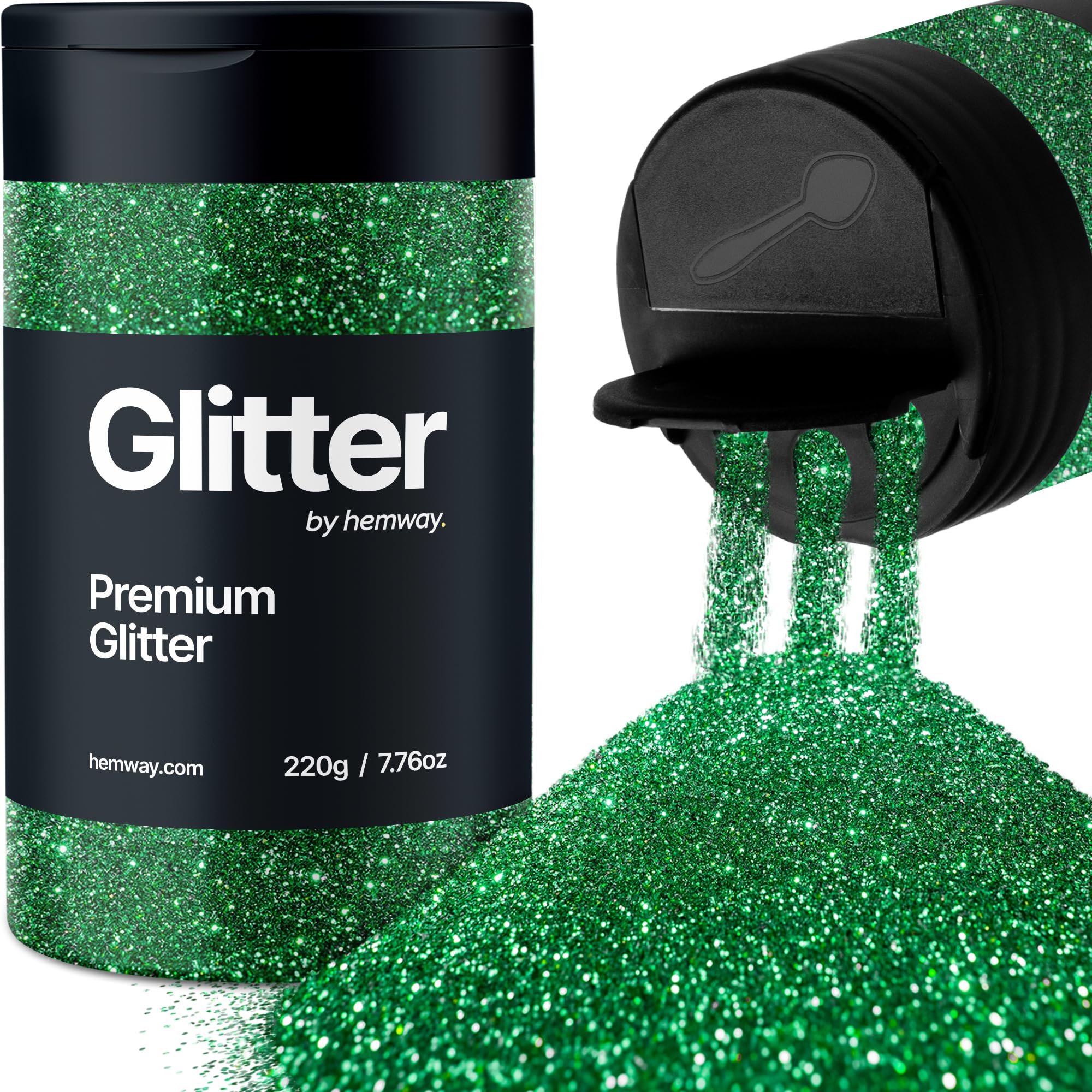 Hemway Premium Glitter Shaker - Emerald Green | 200g Ultra Fine Metallic Flake Sequins for Resin & Epoxy Crafts | Craft Supplies for Tumblers, Festival, Art