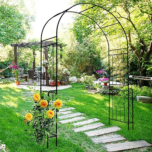 Miniatura 4 de eLeGreen Arco de jardín de metal, montaje libre, enrejado de árbol para plantas trepadoras, soporte de arco de rosas, para decoración de jardín,