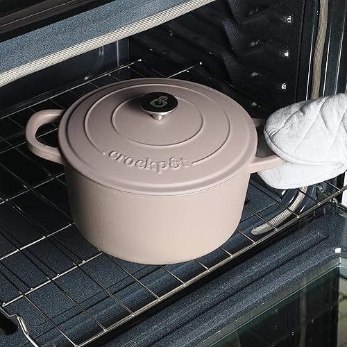 Vista 20 de Crock Pot Artisan - Horno holandés redondo de hierro fundido esmaltado de 5 cuartos de galón, color rosa rubor