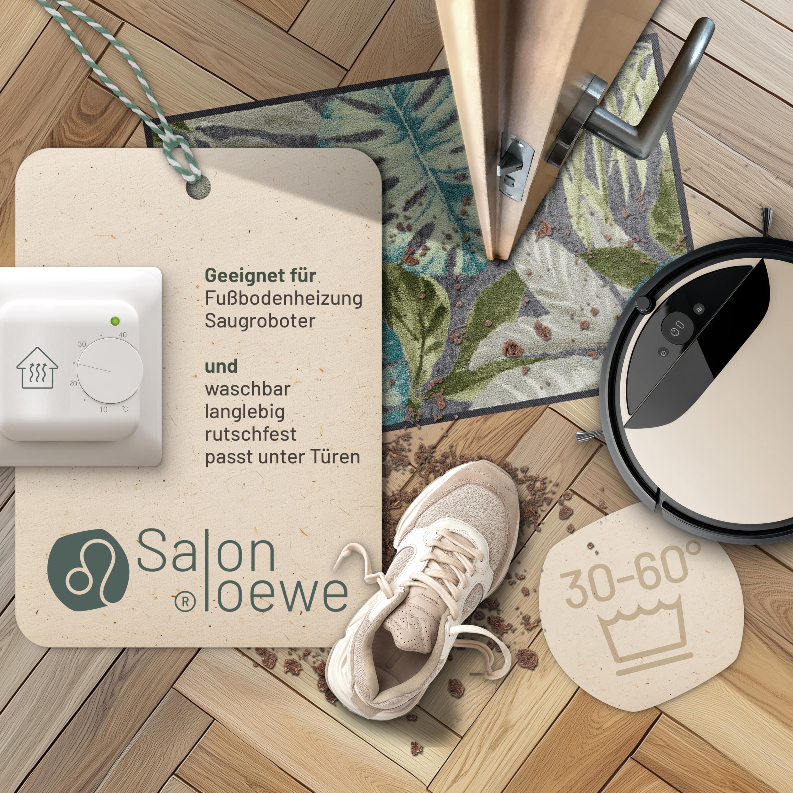 Salonloewe Fussmatte Coco anthrazit I Schmutzfangmatte & Fußabtreter für Innen 50 x 75 cm