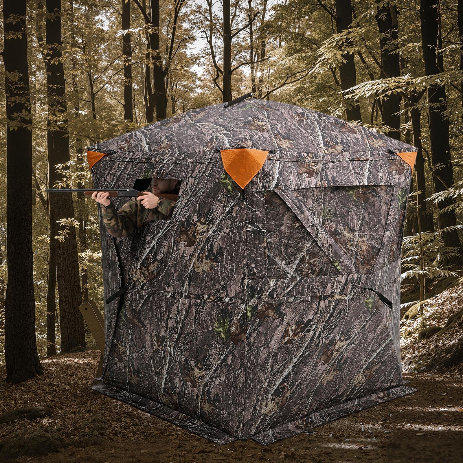 VEVOR Persiana de caza, persiana transparente de 270°, para 4-5 personas, con bolsa de transporte, tienda de campaña portátil y resistente, malla transparente unidireccional para caza de pavos y