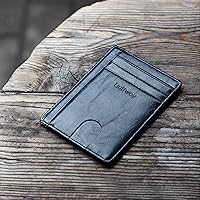 Vista 4 de Buffway - Billetera delgada minimalista de cuero con protección RFID para hombre y mujer
