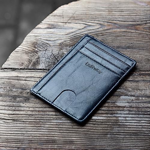 Miniatura 4 de Buffway - Billetera delgada minimalista de cuero con protección RFID para hombre y mujer
