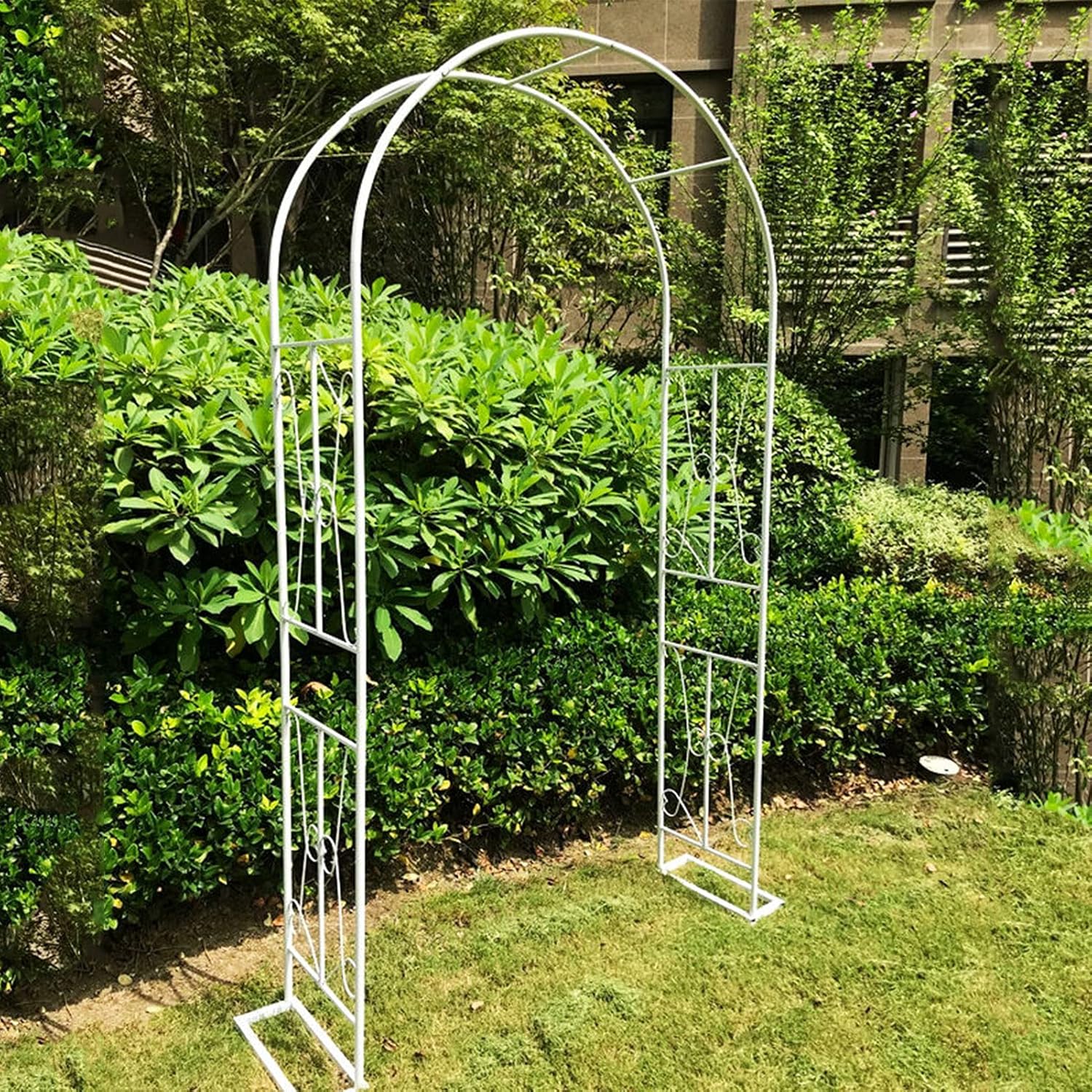 Free-Standing Garden Arch,Metal Rose Arches,for Climbing Plants Rose Tendrils,Weatherproof,Climbing Arch Support,Pergola,Arbors,Trellis,Wedding Decoration,Outdoor Garden Lawn,Black and White