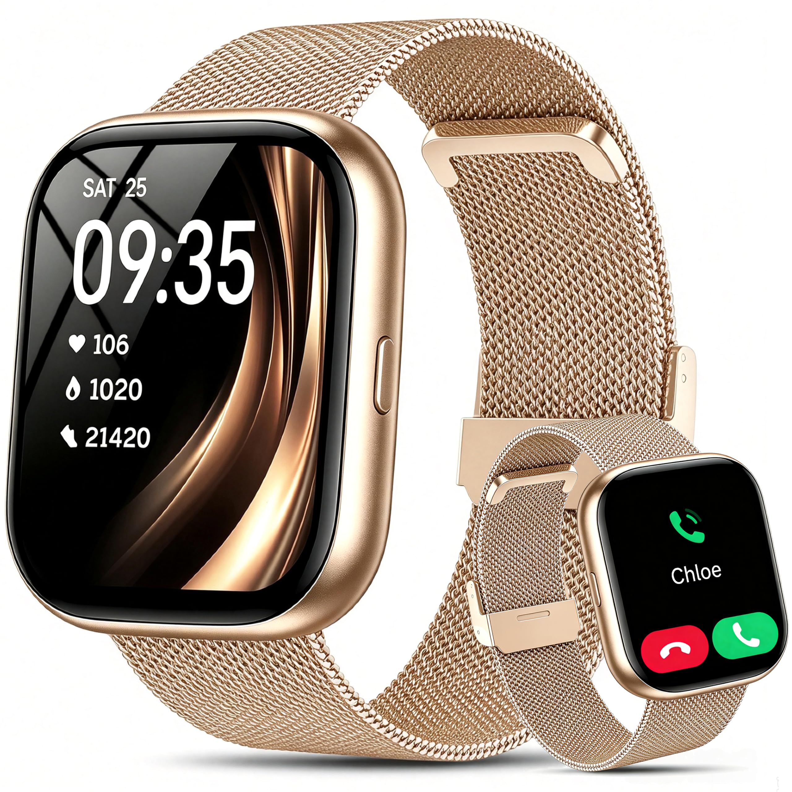 Cillso Smartwatch Damen, 1.83" Fitness Tracker mit Alexa/Bluetooth Anrufen | 120+ Sportmodi Fitnessuhr mit Herzfrequenz/Schlafmonitor/Schrittzähler/Stress, IP68 Wasserdicht Sportuhr für Android iOS