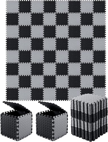 Shihanee Tapetes de espuma para bebé, tapetes de juego a granel con bordes entrelazados para niños, sala de juegos, guardería, gimnasio (negro,