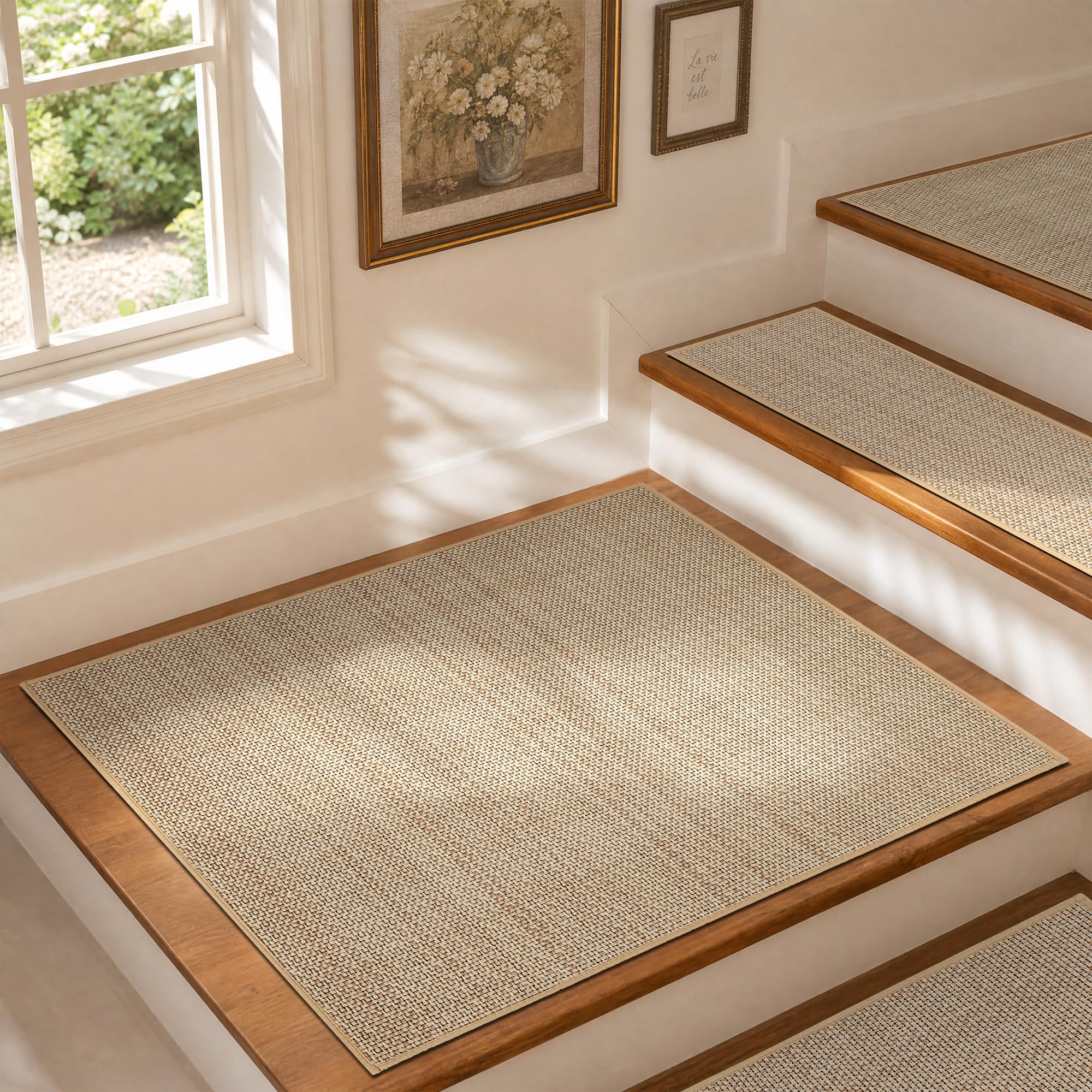 Photo 1 of AIMPEAK Chenille Stair Treads - Beige, 30"x30"