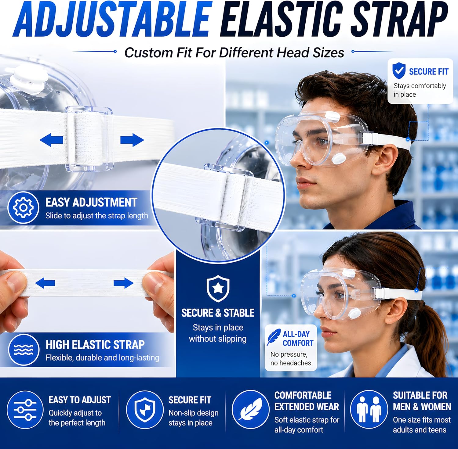 Safety Goggles Over Glasses, Anti Fog Protective Eyewear for Chemistry Lab, Woodworking, Mowing, Construction