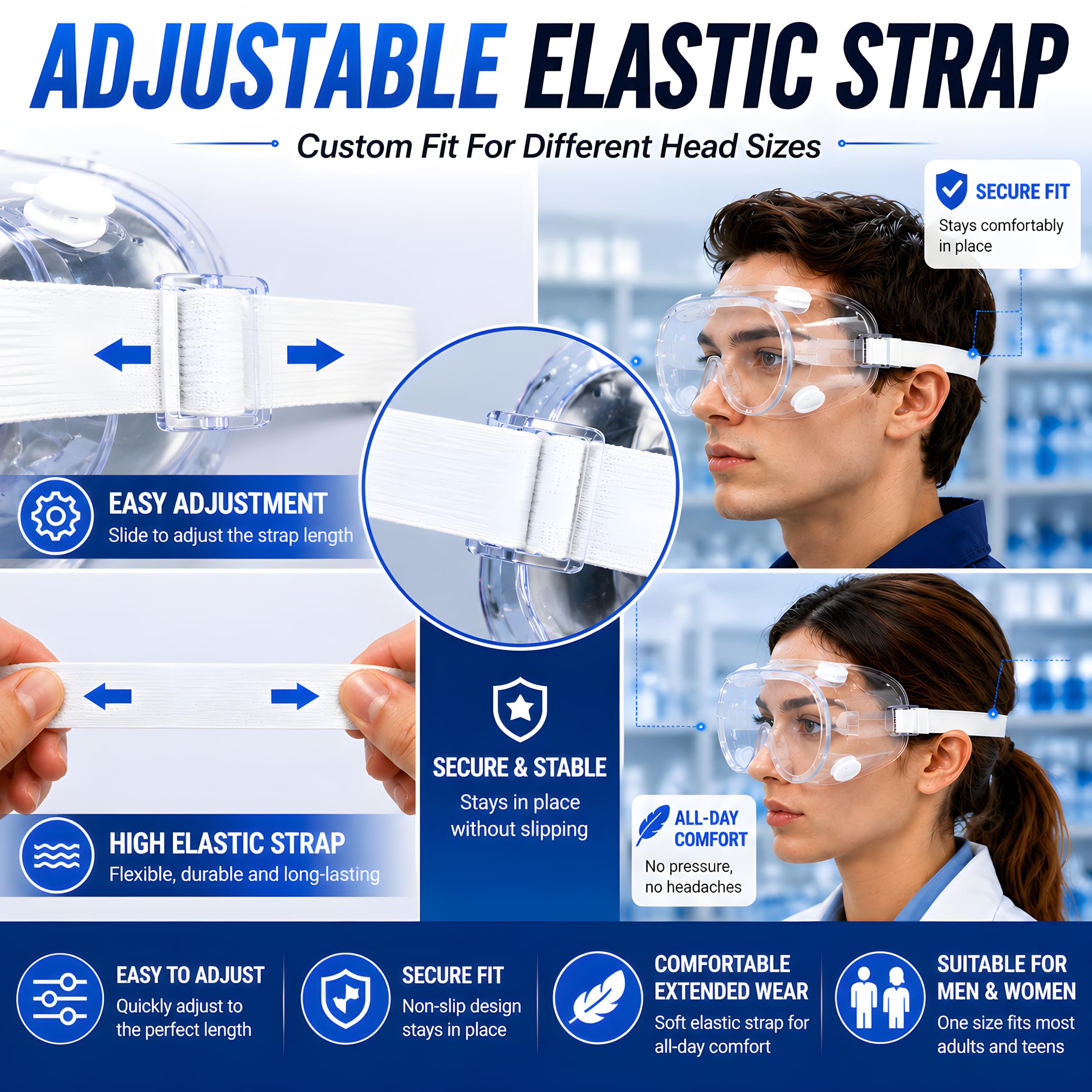 Safety Goggles Over Glasses, Anti Fog Protective Eyewear for Chemistry Lab, Woodworking, Mowing, Construction — Amazon image 4