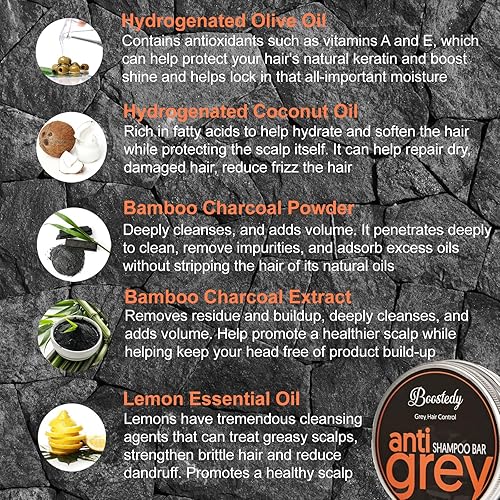 Miniatura 4 de Barra de champú anti canas para el cabello  oculta el cabello gris y se oscurece naturalmente  Cabello canoso inverso, hidratante natural y